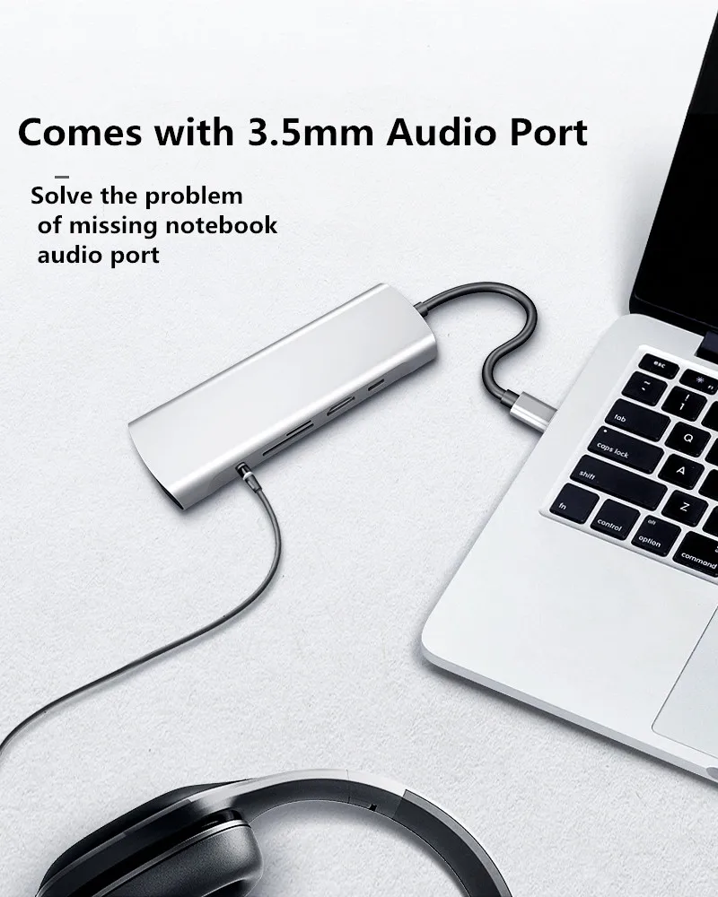 Адаптер типа c hdmi vga RJ45 3 5 мм AUX jack с SD TF PD usb3.0 концентратор адаптер для MacBook pro