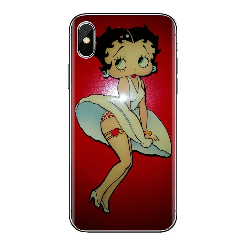 For Samsung Galaxy S3 S4 S5 Mini S6 S7 Edge S8 S9 S10 Plus Note 3 4 5 8 9 Sexy Cartoon Girl Betty Boop TPU Transparent Skin Case |