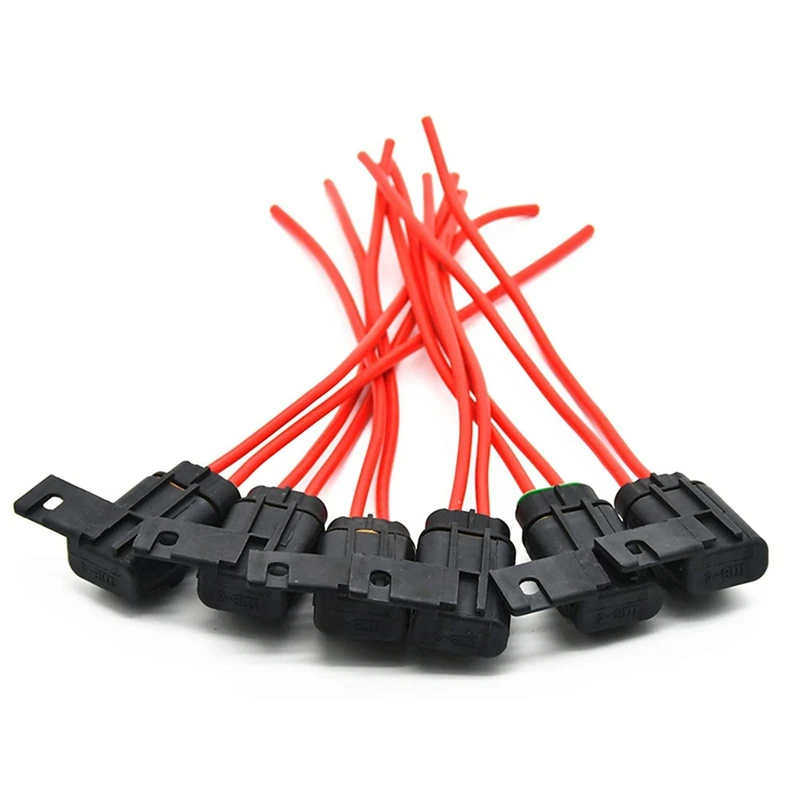 

Automotive/Marine Weatherproof Blade Style ATO/ATC Fuse Holder with Cover, 12 AWG, 30A, 6 Pack