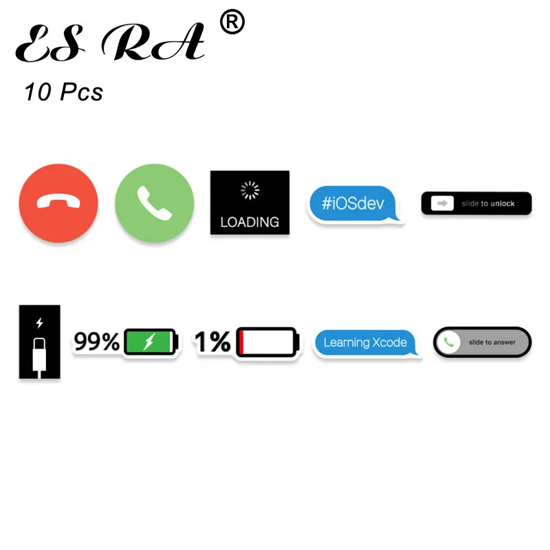 

10Pcs/Set 1.5" Stickers for Phone Case Mobile App Sign Decals Small Pegatinas Waterproof Vinyl For Laptop Cellphone Helmet