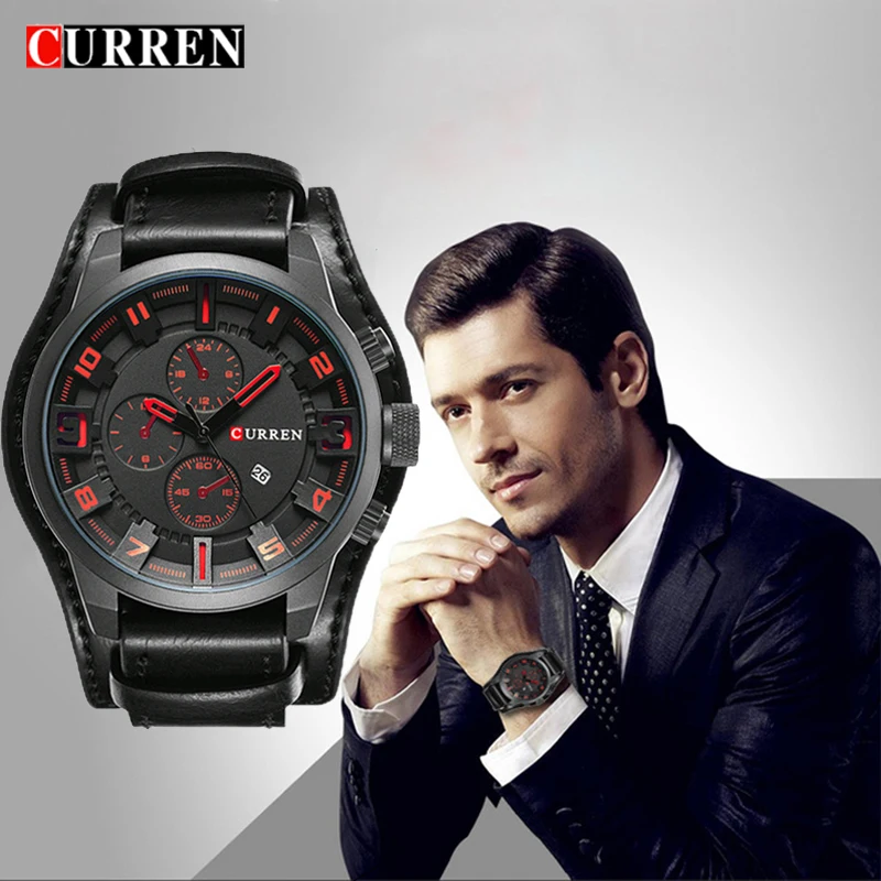 

CURREN Fashion Business Punk style Quartz Men Watches Luxury Sport Military Waterproof Leather Man Wristwatch часы мужские
