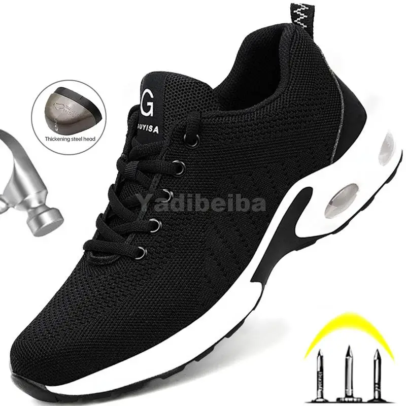 

Size 50 Work Safety Shoes Air Mesh Steel Toe Men Shoes Indestructible Work Sneakers Breathable Lightweight Safety Work Sneakers