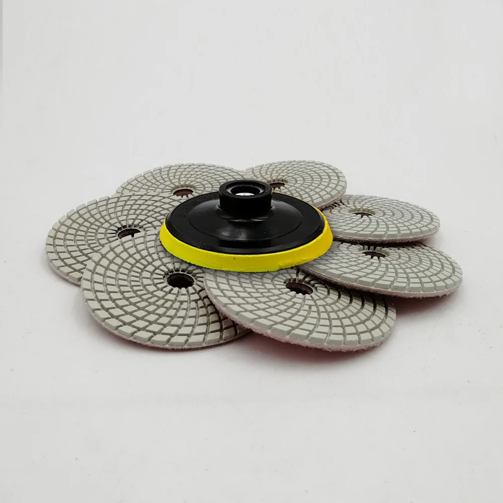 BGTEC 4inch 7pcs #1500 Professional diamond flexible polishing pad with M14 plastic backer 100mm marble granite grinding disc |