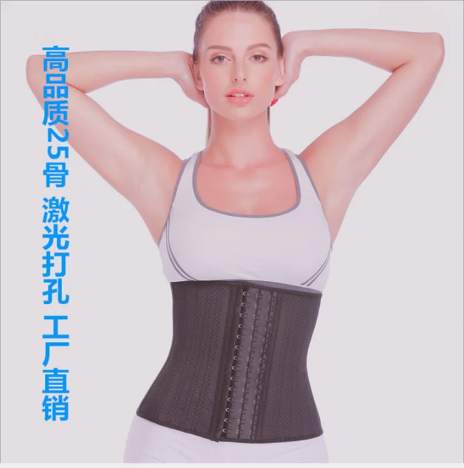 

Waist Trainer Latex Corset Breathable Air Hole Underbust Bustier Steel Boned faja reductora hombre gaine minceur Plus Size Sport