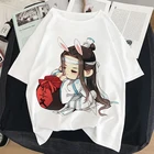 Футболка Mo Dao Zu Shi с графическим принтом, женская, в стиле Харадзюку, белые топы, Повседневная футболка, лето 2021, Y2k, аниме, Милая женская футболка