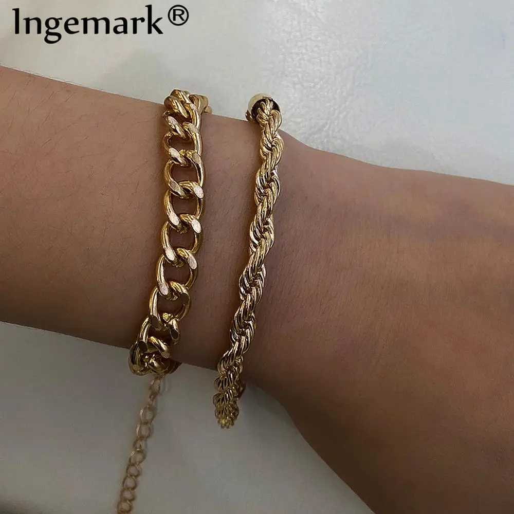 Винтажный комплект женских браслетов Ingemark из витой цепи браслет на руку в стиле