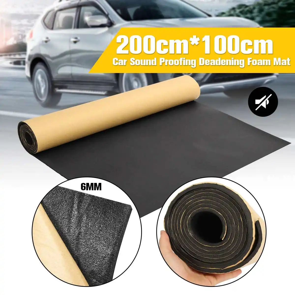 

200x100cm 1 PC Auto Sound Heat Insulation Cotton Automobiles Car Sound Proof Foam Sound Deadening Insulation Mat Auto Mats