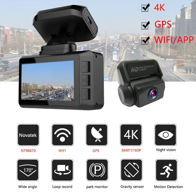 Xgc juy 4K 2160P Автомобильный видеорегистратор Novatek 96670 WIFI GPS автомобильные камеры с
