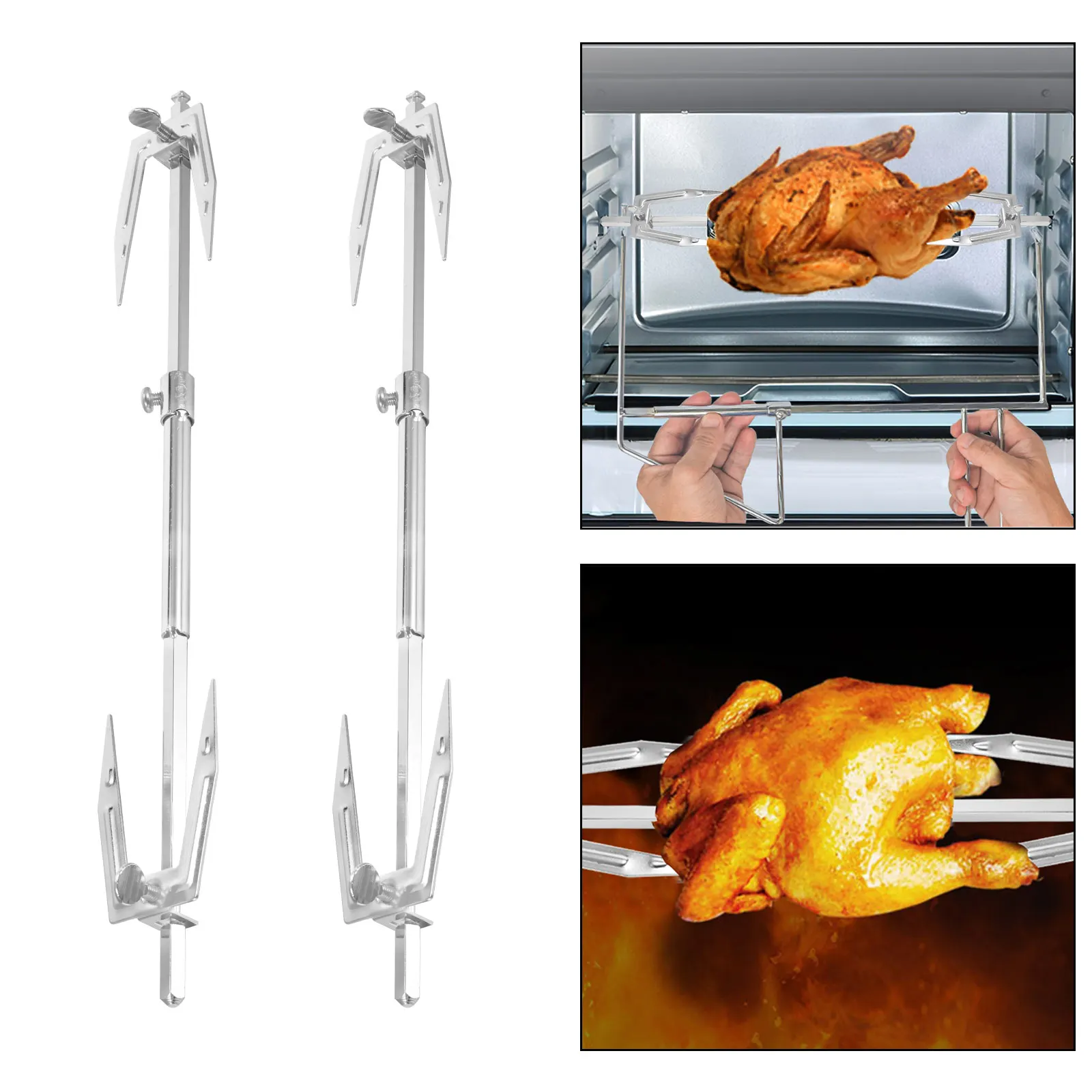

Stainless Steel BBQ Metal Oven Roasted Beef Turkey Rotisserie Forks Spit Charcoal Chicken Grill For Camping Cooking Tools