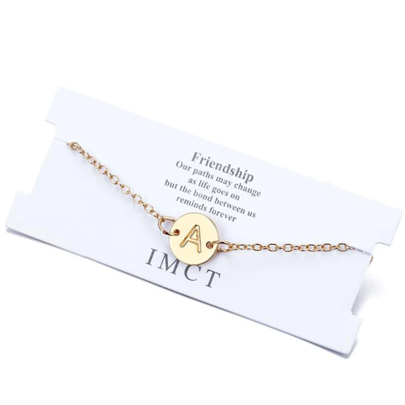 Золотой A-Z 26 начальный браслет с буквенным принтом для женщин и мужчин