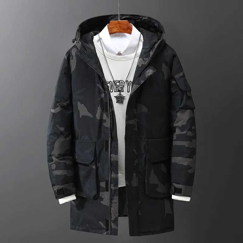 High Quality Men's Winter Jacket Thick Snow Parka Overcoat White Duck Down Jacket Men Hooded Mid-length Down Coat Plus Size 3XL
