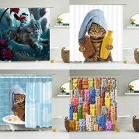 funny cat dog 3d shower curtains bathroom curtain with hooks decor waterproof bath 180180cm creative personality shower curtain