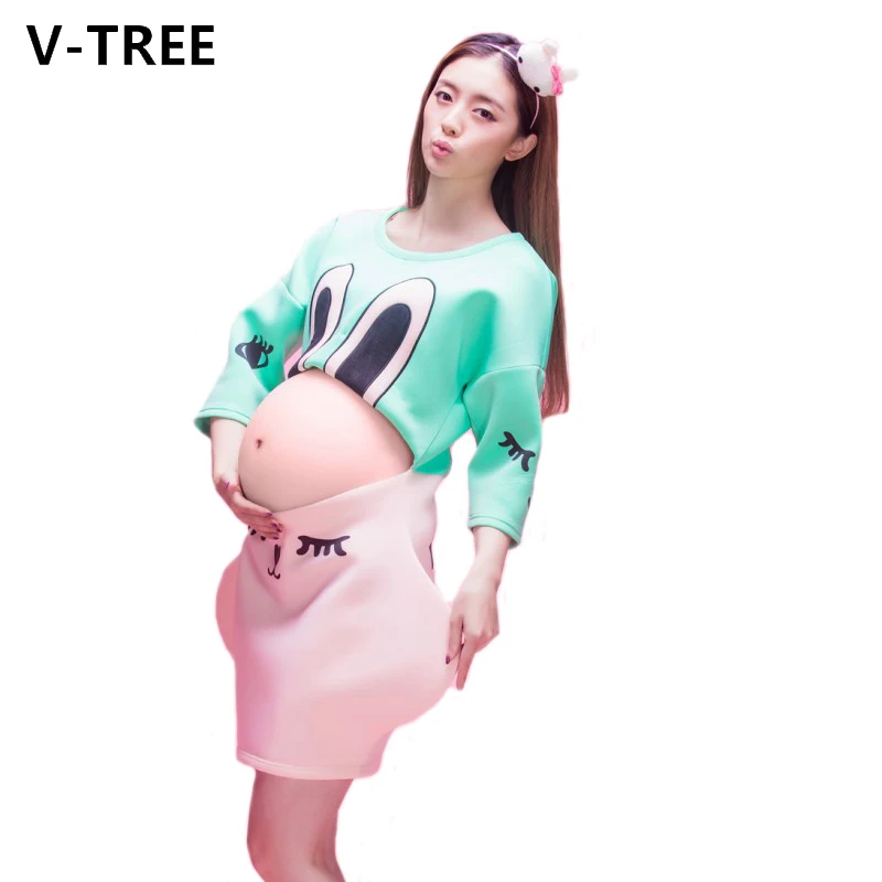 

Женская одежда для беременных Платья для фотосессии Модная одежда с мультяшным кроликом для мамы новые реквизиты для фотосъемки