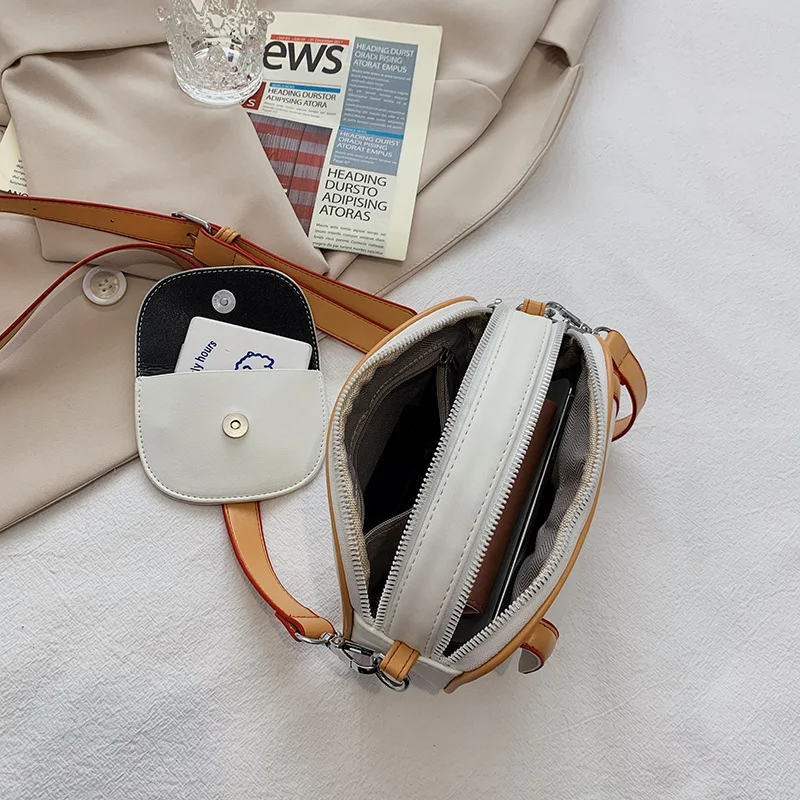 

2 Pieces Set Crossbody Bags for Women High Quality Pu Leather Messenger Bag Female Small Flap Hit Color Shoulder Handbag Purses