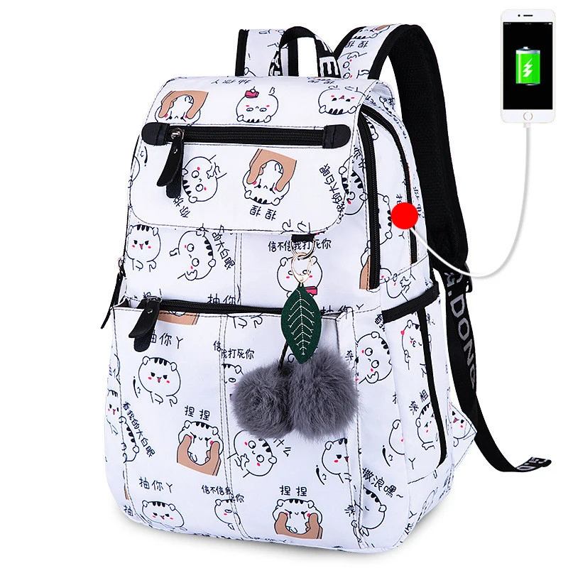Новый Большой Школьный рюкзак, милый школьный рюкзак с принтом, водонепроницаемый рюкзак, школьные сумки для девочек-подростков