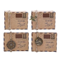 10 pcs wedding vintage candy box stamp design chocolate packaging kraft paper gift packaging christmas favors party supplies