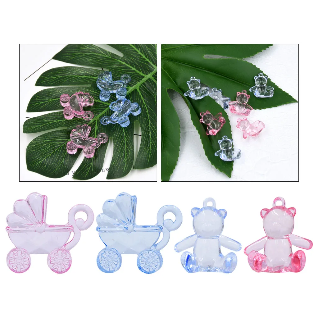 

12 упаковок акриловый мишка подвеска в виде коляски Изготовление ювелирных изделий DIY ремесло крестины