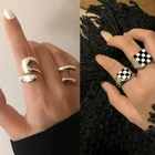 Минималистичные посеребренные дизайнерские ювелирные изделия, Необычные полые геометрические простые кольца на палец 2021, трендовые эстетические