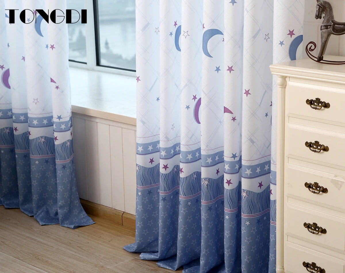 TONGDI Детские затемняющие занавески Мультяшные фантастические ночное небо каваи