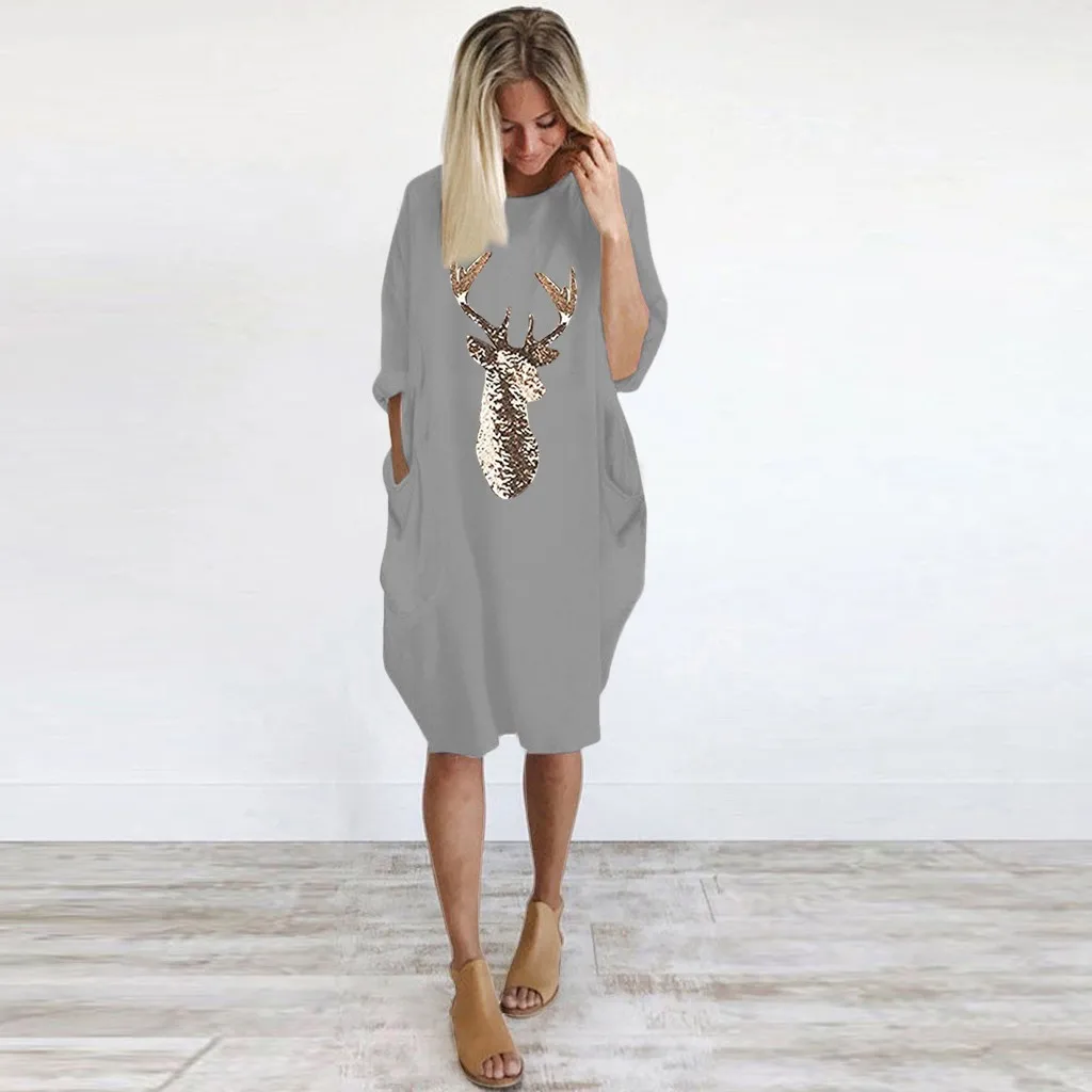 Стильное женское длинное мешковатое платье Праздничный Рождественский халат