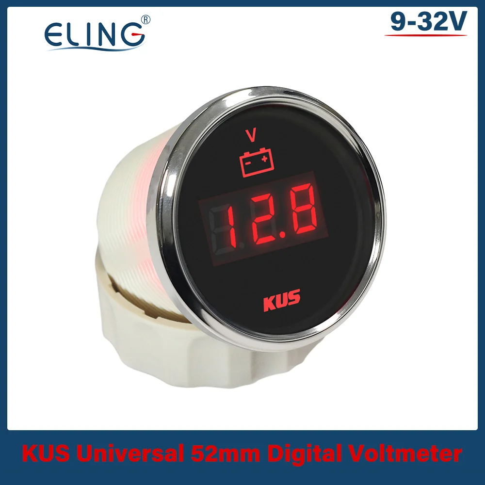 KUS 52mm 2'' voltmeter Voltage Gauge with Red Yellow Backlight 8-16V 18-32V 9-32V for Car Motor Boat Yacht Marine Automobile - купить
