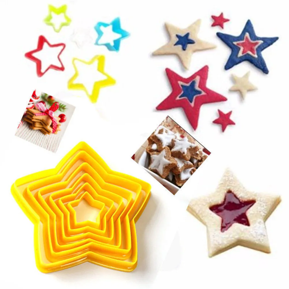 Горячая Новинка 6 шт./компл. Рождественская елка печенье резак звезды Форма