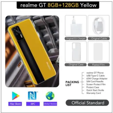 Смартфон Global Realme GT 128 ГБ/256 ГБ 6 43 Гц Snapdragon 120 восемь ядер 65 Вт Европейское зарядное