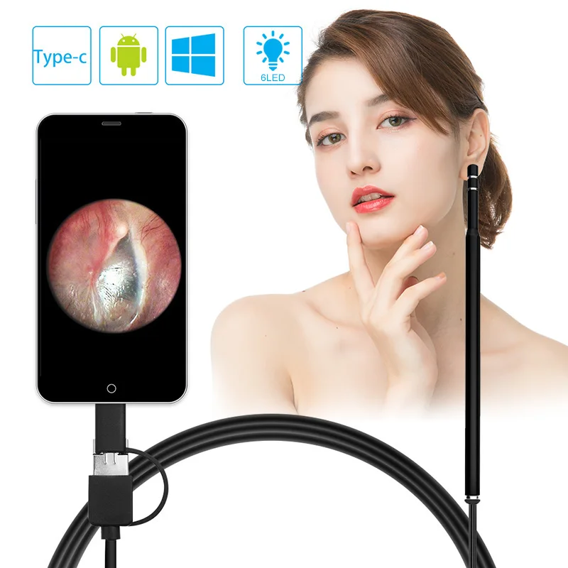 

Medical In Ear Cleaning Endoscope Spoon Mini Camera Ear Cleaner Picker Wax Removal Visual Mouth Nose Otoscope Support Android PC