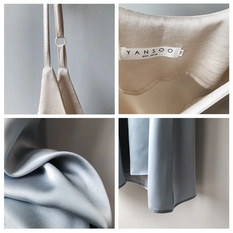 

Simgent 2021 Summer Strp Dress Women Silk Sleeveless Solid Casual Basic Midi Sling Dress Stayhome Wear Woman Clothing SG1255