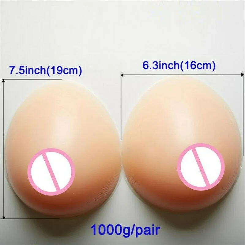 1000g Artificial Silicone Breast Forms Soft Fake Boobs Crossdresser Realistic Transgender Queen Transvestite Mastectomy Bra