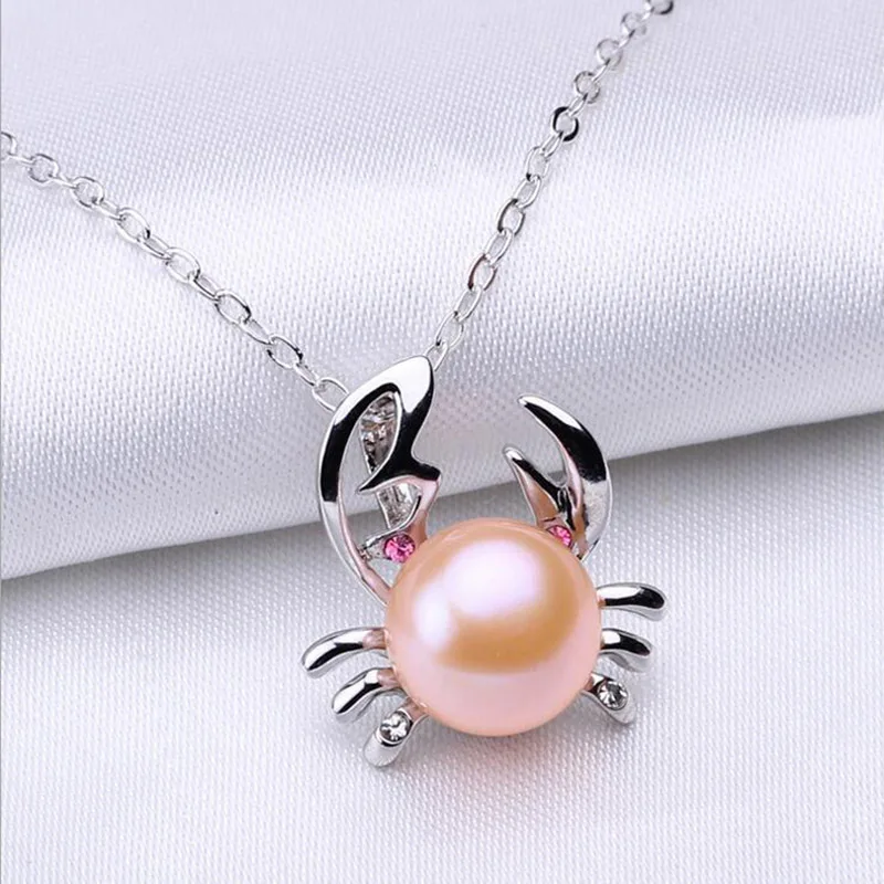 

Natural Freshwater Pearl Necklace Crab Explosion Style Ladies Zircon Pendant Clavicle Chain Small Animal Jewelry