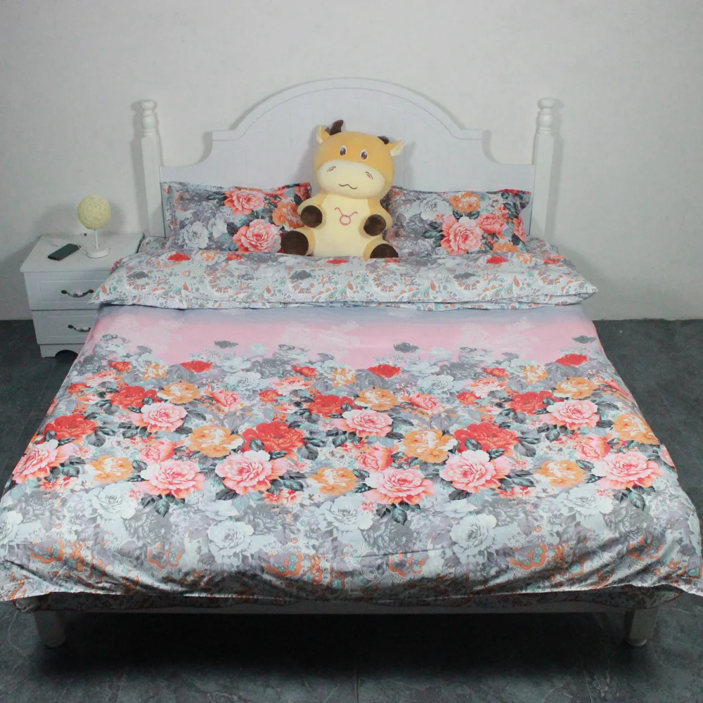 

Home Textile Luxurious Elegant Peony Flowers White Duvet Cover Pillow Case Bed Sheet King Queen Twin High Quality Bedding Set