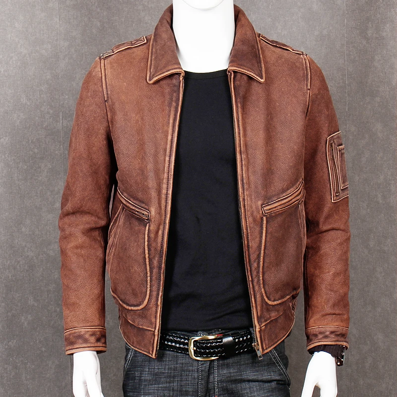 Мужская куртка пилот ВВС из коровьей кожи в стиле ретро США новинка зимы мужское