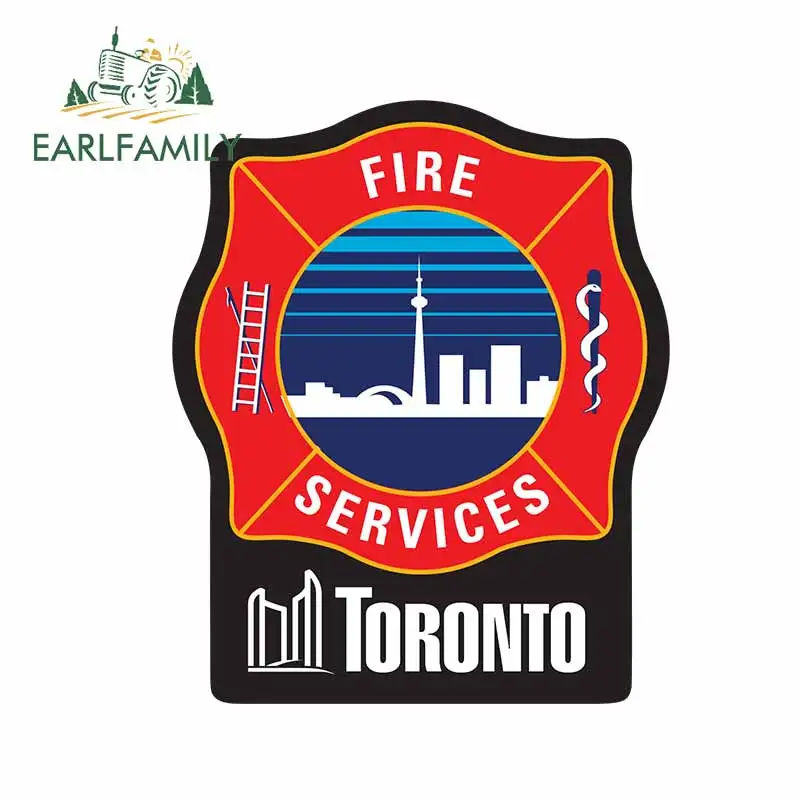 

EARLFAMILY 13cm x 10.8cm for Fire Services Toronto VAN Car Sticker Windshield Occlusion Scratch Decal Personality RV Car Styling