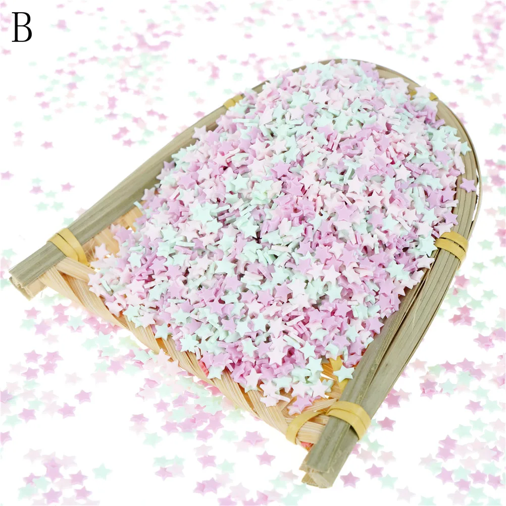 100 г/лот Полимерная глина разбрызгивает разноцветными сердечками пятью звездами