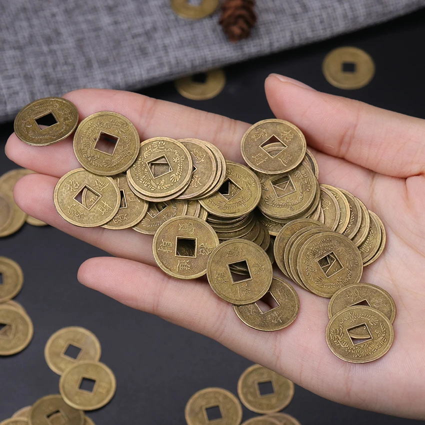 

50PCS Antique Fortune Money Coin Luck Fortune Wealth Chinese Feng Shui Lucky Ching Ancient Coins Decorative Coins