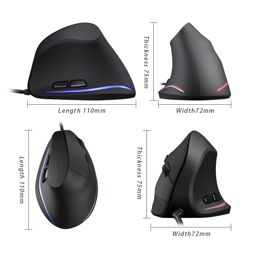 

5D USB Wired Gaming Mouse Vertical Ergonomic Optical Mouse Portable Computer Desktop Laptop Mice for Home Office