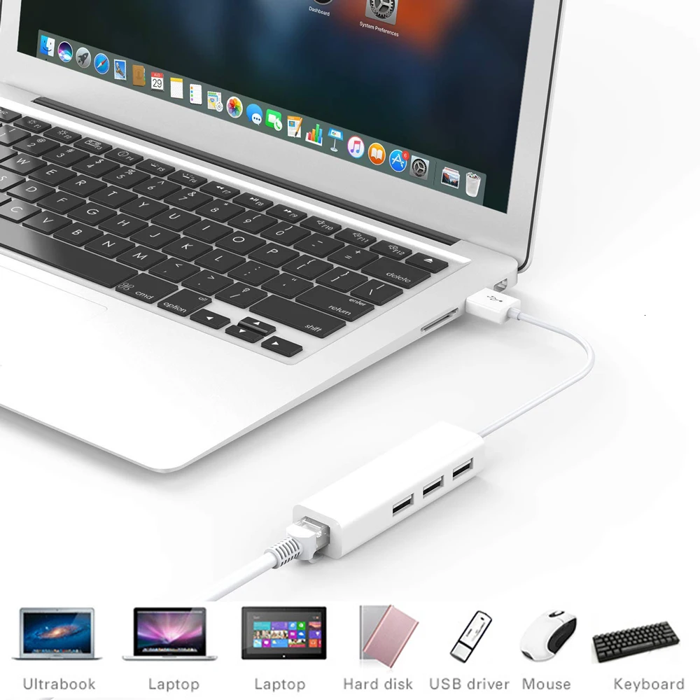 Usb-хаб сплиттер с RJ45 LAN адаптер для ноутбука Ethernet док-станция Сетевой удлинитель для ПК