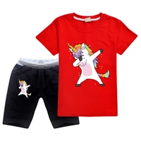 cartoon anime print unicorn girls casual short sleeved t shirt shorts boys sports home wear short sleeved summer kids 3 14y suit