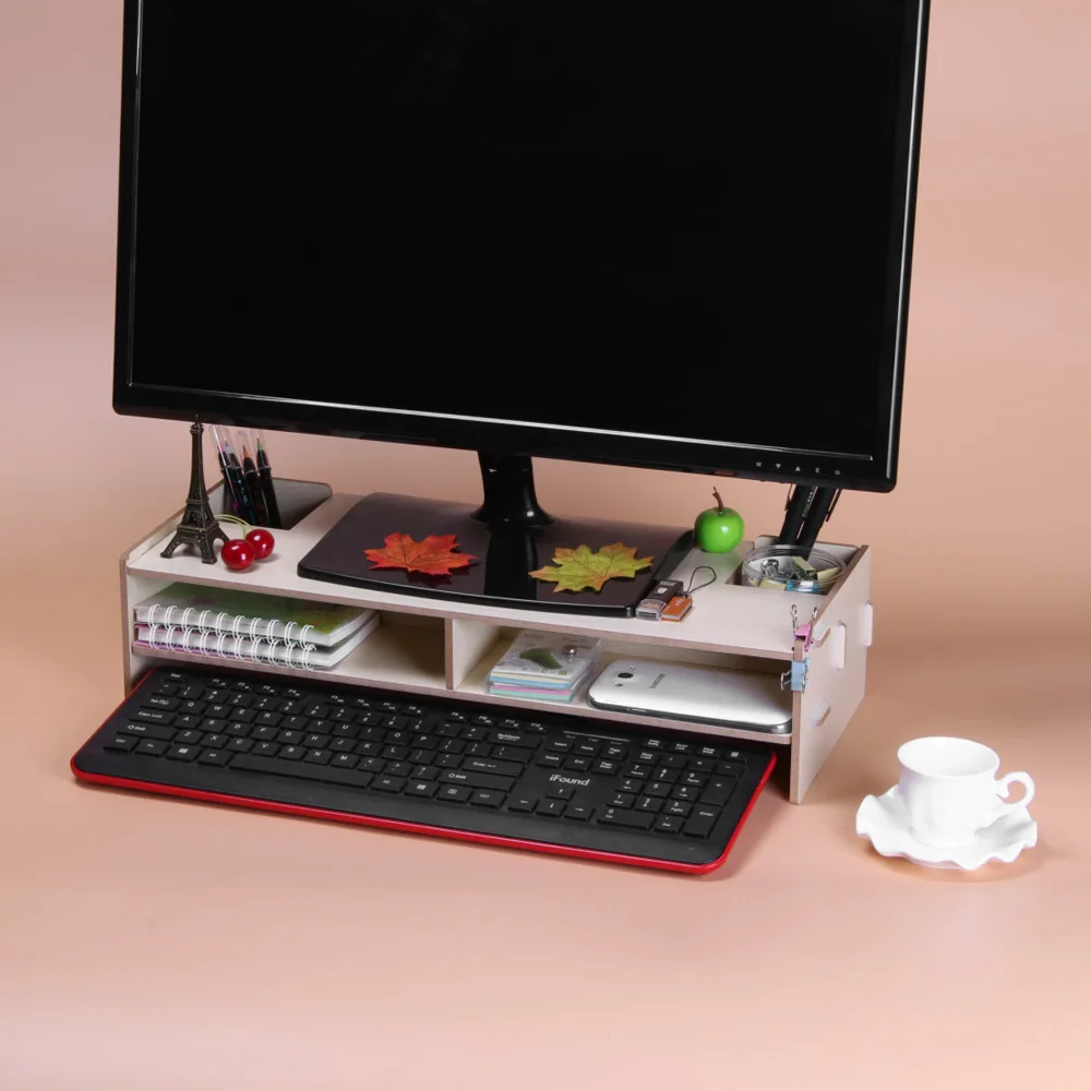 Органайзер для компьютерного стола деревянная подставка монитора с отверстиями