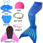Детские бикини с хвостом русалки, детский купальный костюм, купальник с бюстгальтером и шортами для девочек, костюм принцессы для плавания