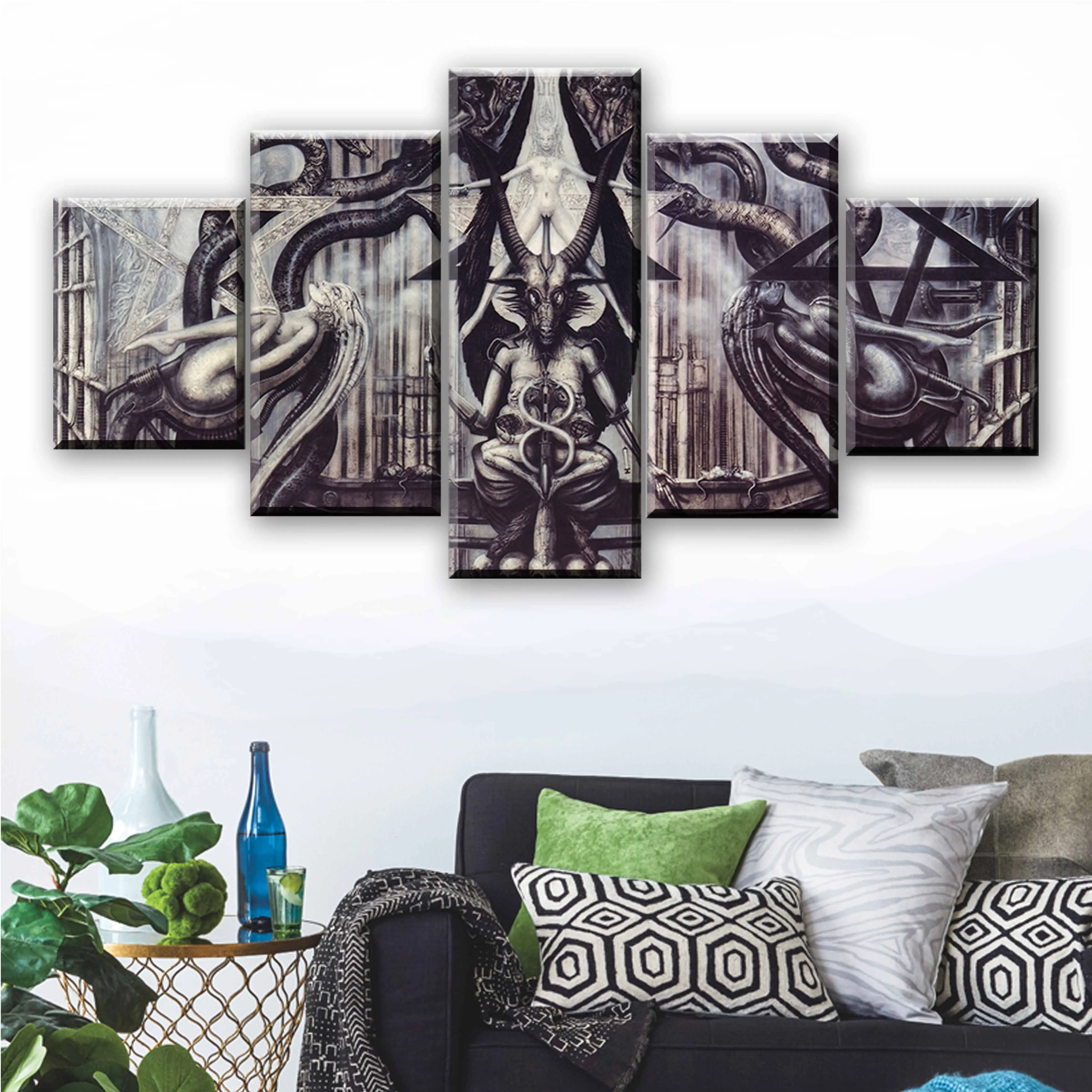 

Canvas Painting Alien Art Promotion Baphomet 5 Pieces Wall Art Painting Modular Wallpapers Poster Print living room Home Decor