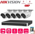 Камера видеонаблюдения Hikvision, 4K, 8 каналов, Poe, Nvr, 5 комплектов, 4 МП, Ip