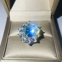 2021 new blue zircon luxury crystal womens ring fashion jincai wedding christmas present party sapphire diamond jewelry