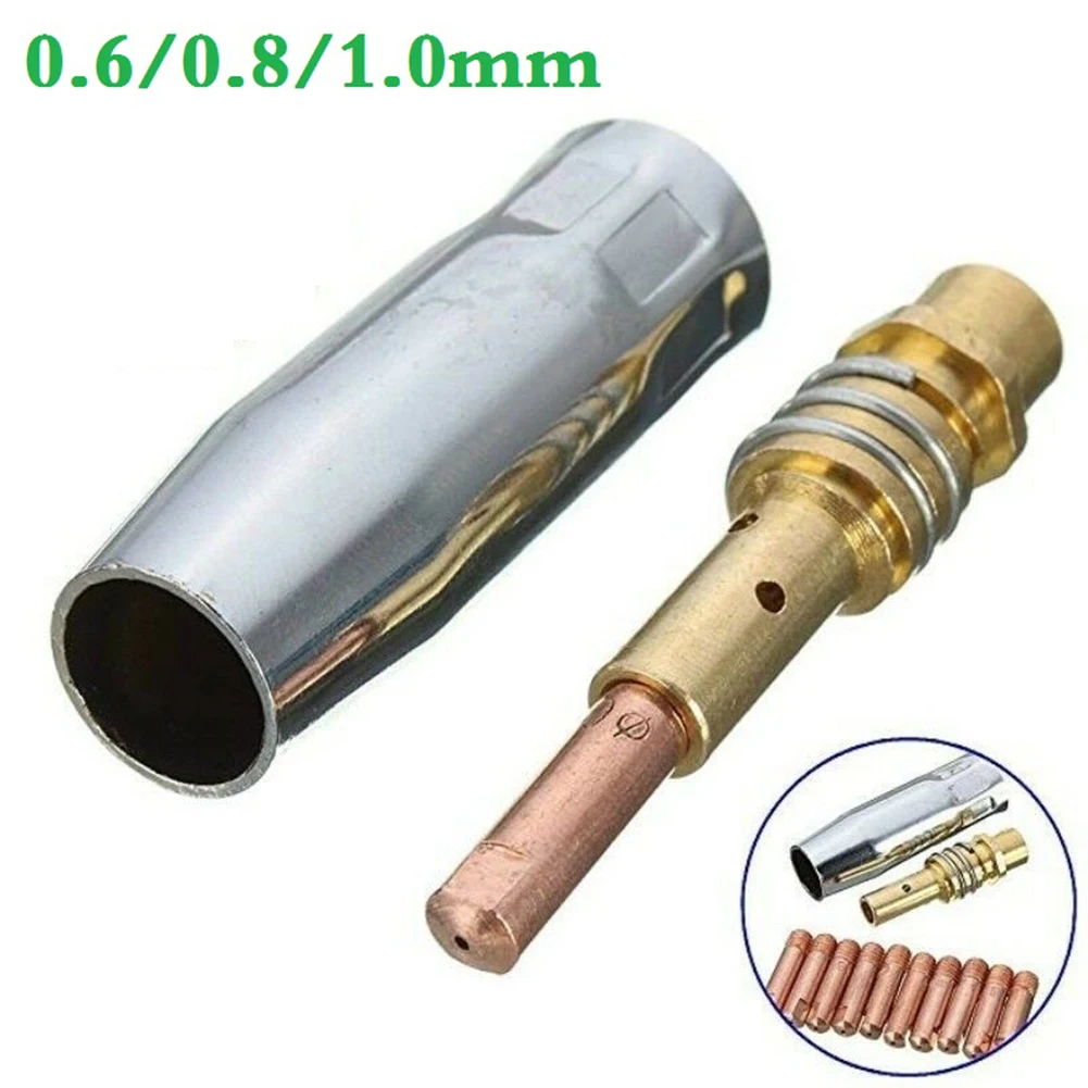 

MB15 Contact tips Consumables Kit Contact Tips Shroud Nozzle Spares MIG130/140/200 M6x25mm 12Pcs