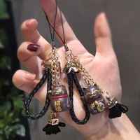 cartoon cat lanyard keychain phone charm wristlet keychain strap for iphone samsung phone case hanging cord mobile phone straps