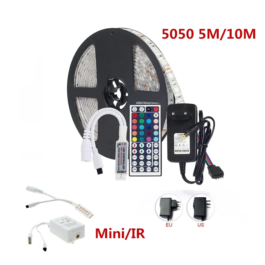 Светодиодная лента Ruban RGB 5050 Диодная 12 В светодиодный светильник Neon 5 м 10