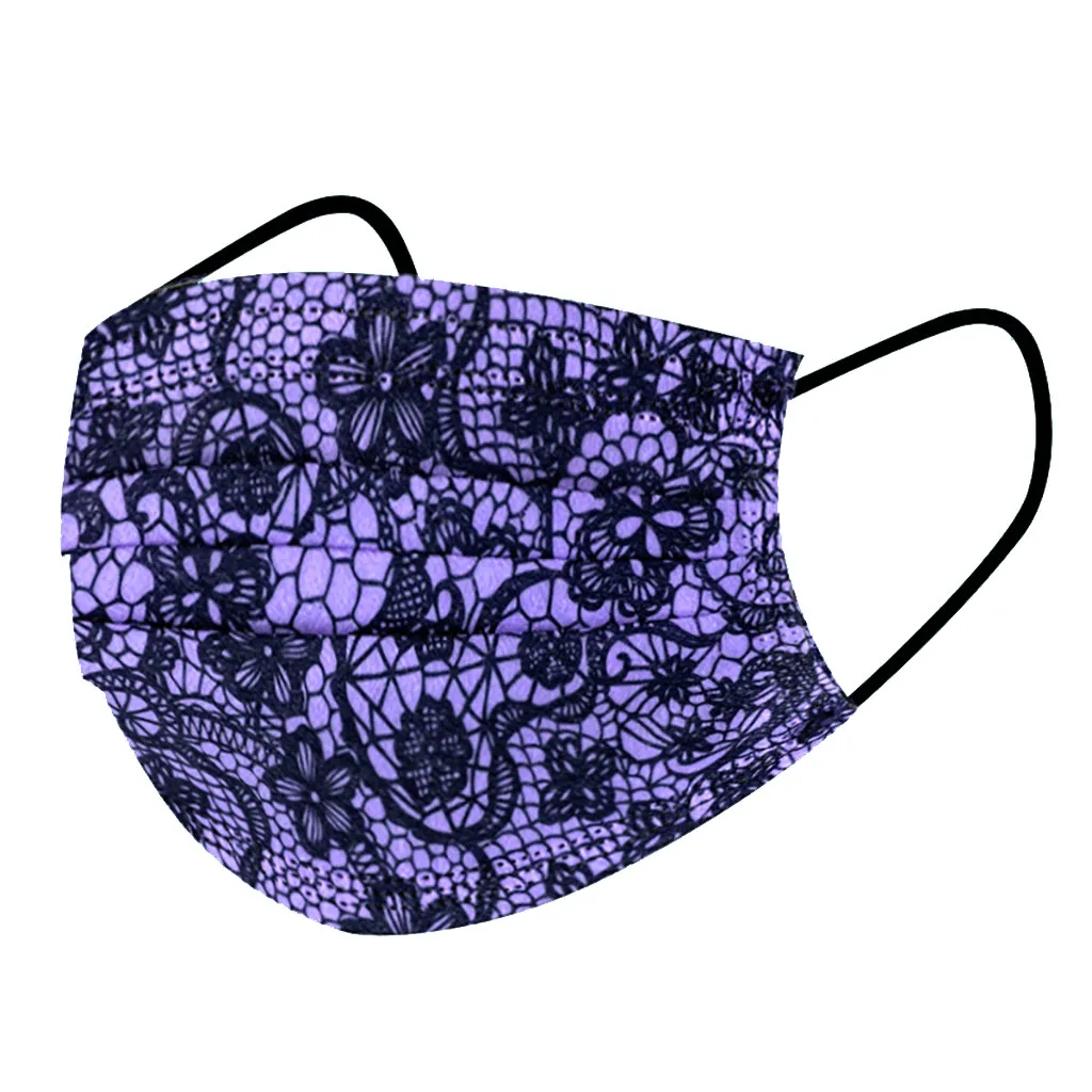 Masque 50 шт. взрослых Модное кружевное одноразовая защита три Слои дышащая уход за