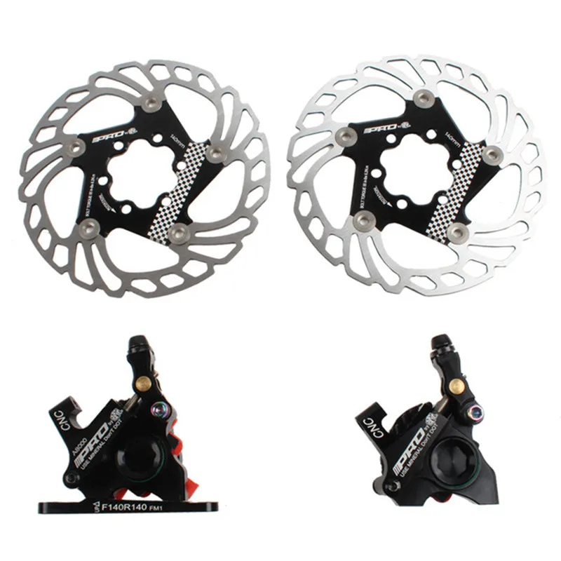Pair and Disc Black IIIPRO двусторонние механические Кабельные дисковые тормоза плоские дорожные зажимы двусторонние тормоза с дисками 140 мм абсолютно - Цвет: Pair and Disc Black