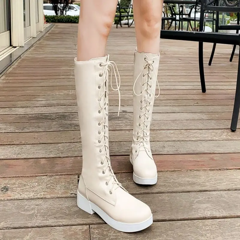 Женские однотонные сапоги на низком каблуке Taoffen теплые зимние В рыцарском стиле